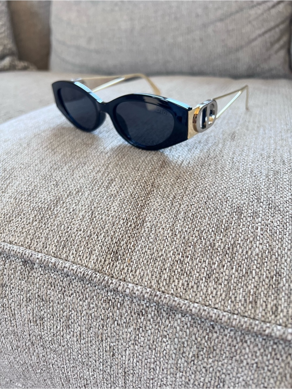 Dior Black Cat-Eye Sunglasses with Gold Accent
